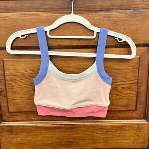 Z Supply Women's Crop Tank Top Color Block size XS Pink Blue